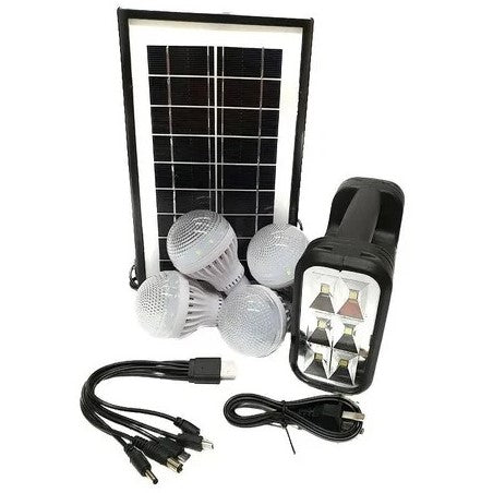 Kit Panel Solar, 4 Bombillos de 3W, Módulo Con Batería y Linterna y Cable Multiuso - Killo
