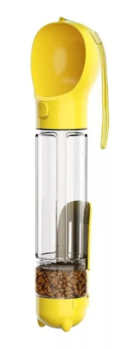 Botella Multifuncional Para Mascotas - Depósito de Agua, Comida y Bolsas + Pala
