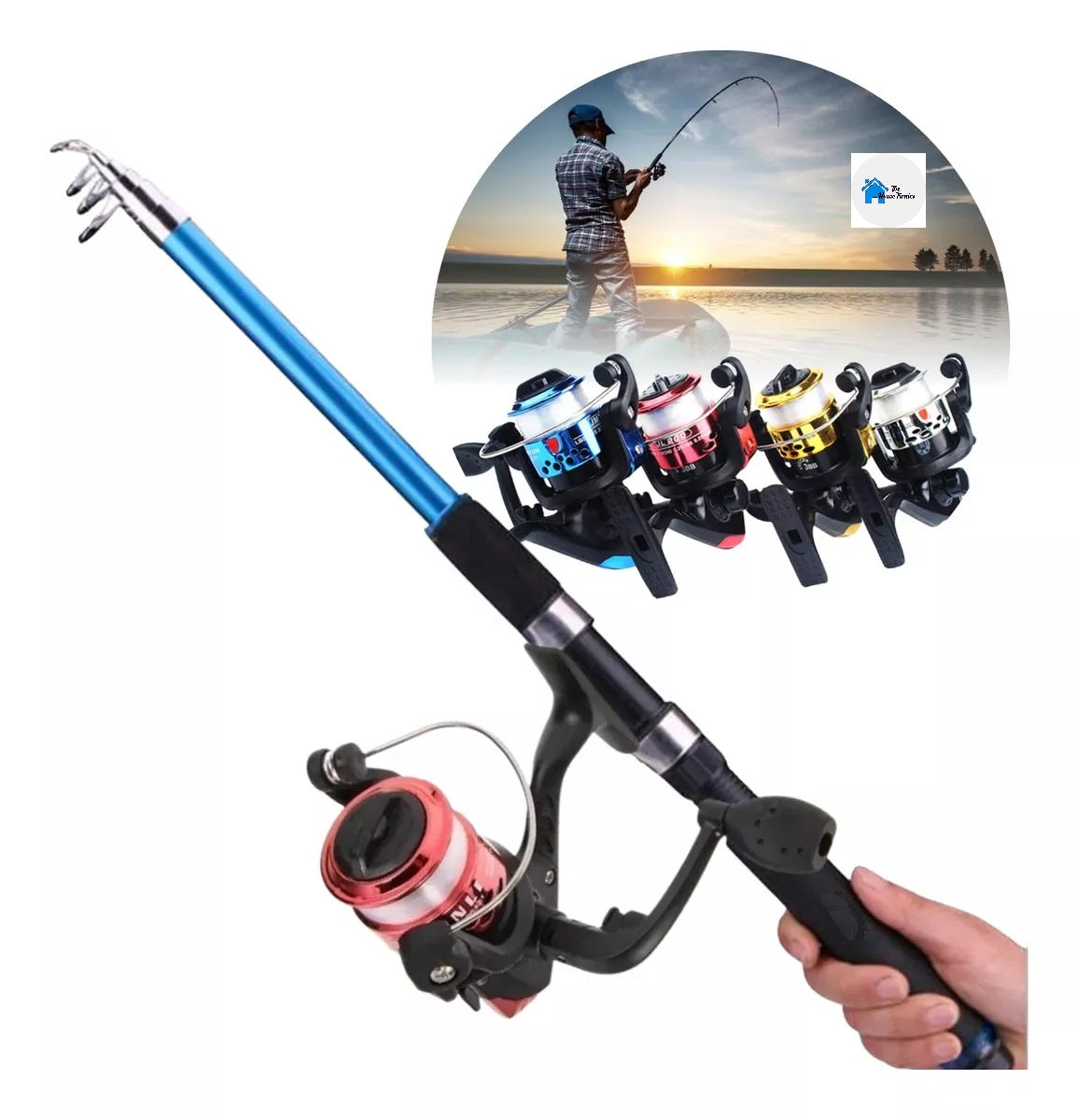 Combo Caña de Pescar 2,10 Metros Con Anzuelo Girador