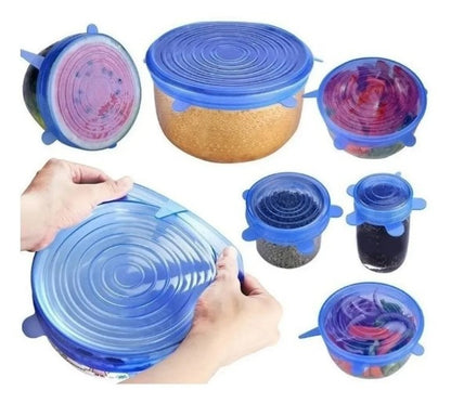 Kit 6 Tapas De Silicona Multiusos Para Alimentos