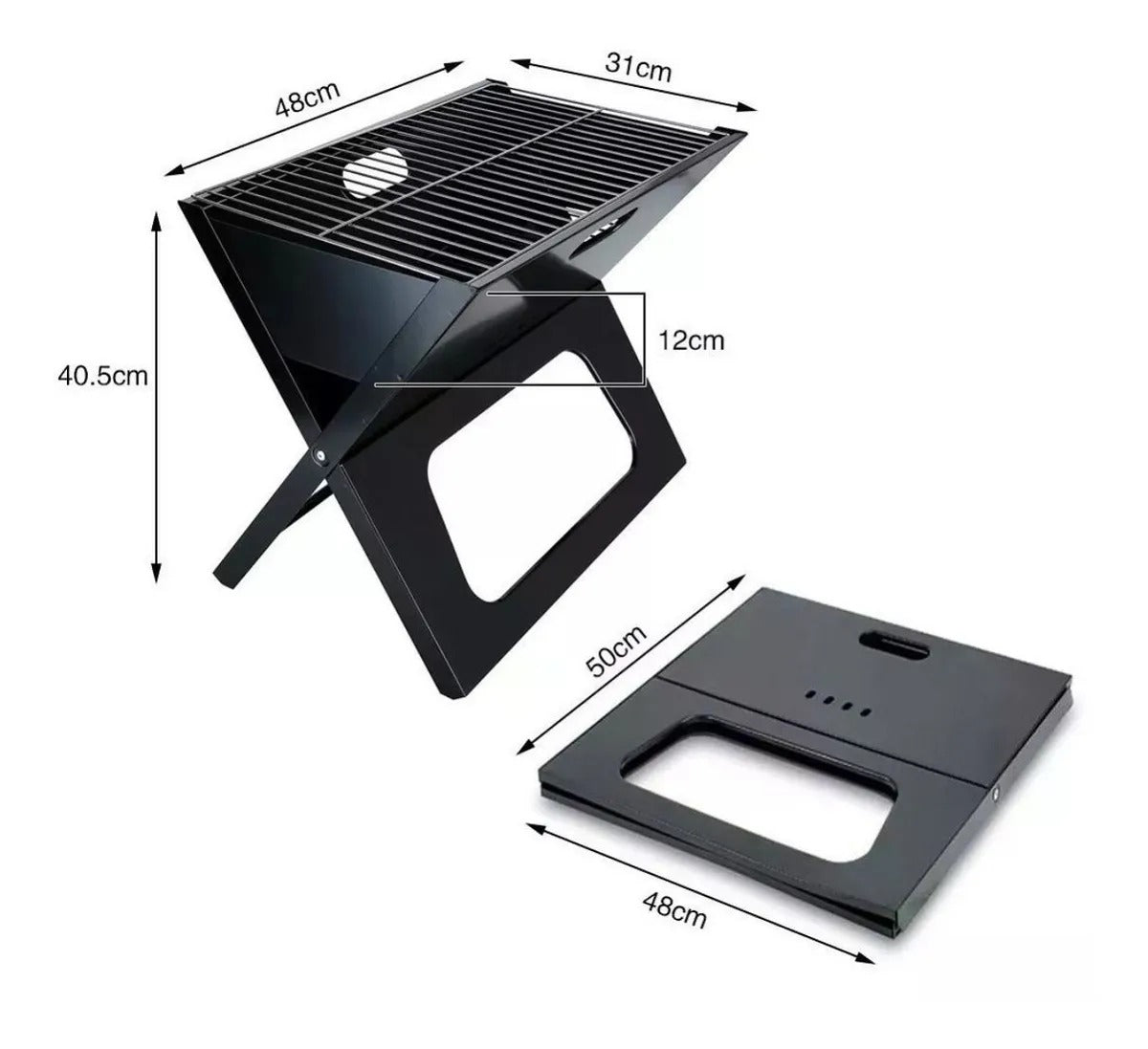 Parrilla de Mesa Portatil y Plegable Para Asados en Acero 48cm x 31cm x 40,5cm