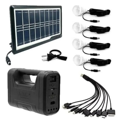 Kit Panel Solar, 4 Bombillos de 3W, Módulo Con Batería y Linterna y Cable Multiuso - Killo