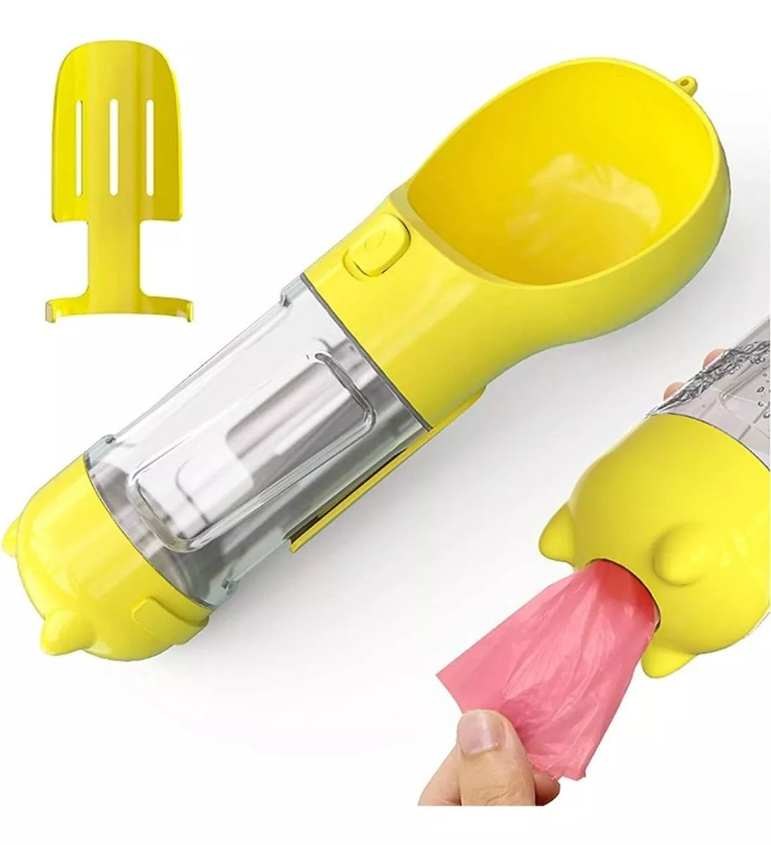 Botella Multifuncional Para Mascotas - Depósito de Agua, Comida y Bolsas + Pala