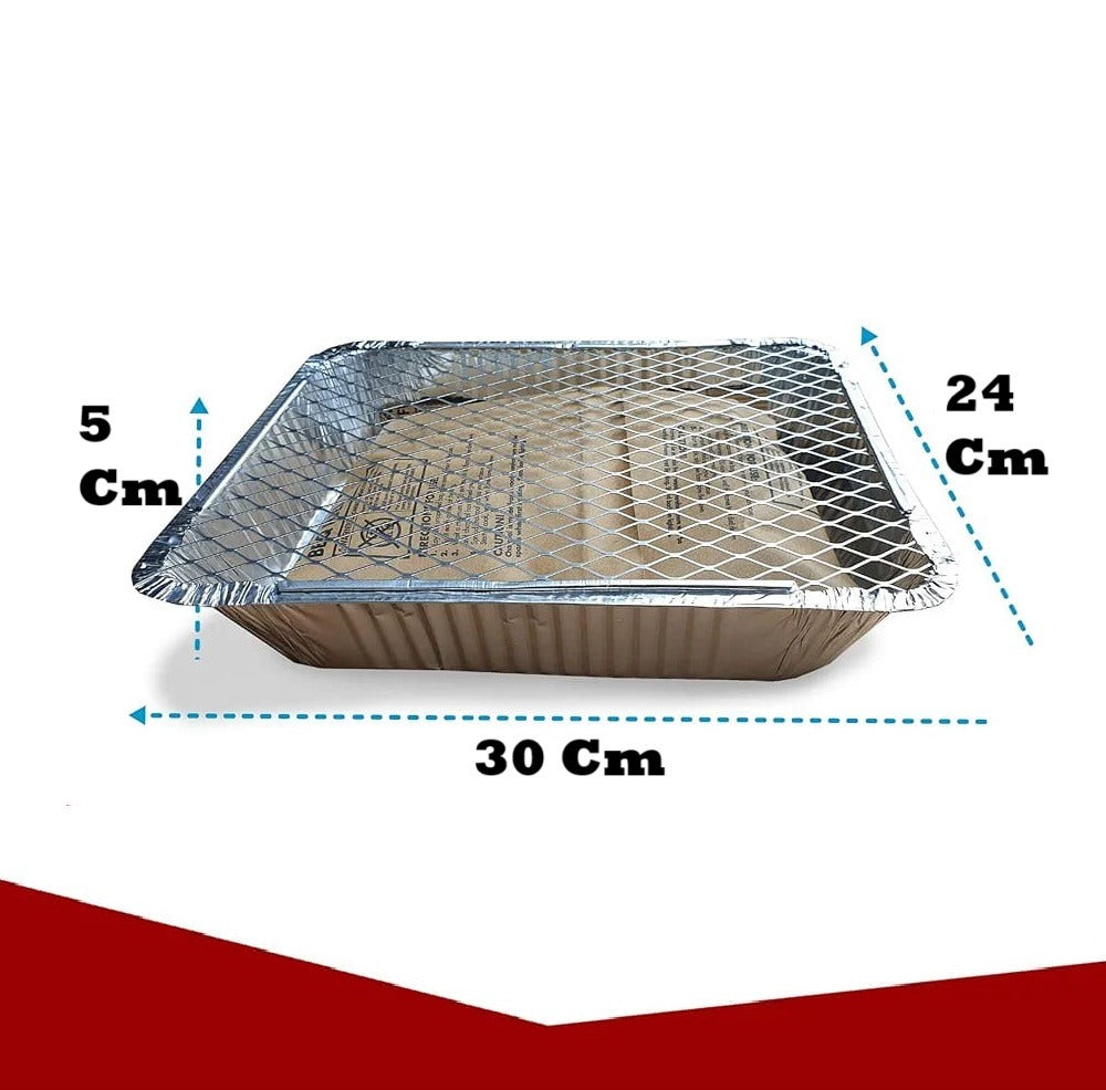 Parrilla Asador Desechable 30cm x 24cm x 5cm y 1 Bolso Con Carbón