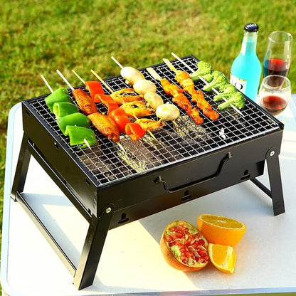 Parrilla de Mesa Para Asados Portatil y Plegable en Acero 35cm x 28cm x 20cm