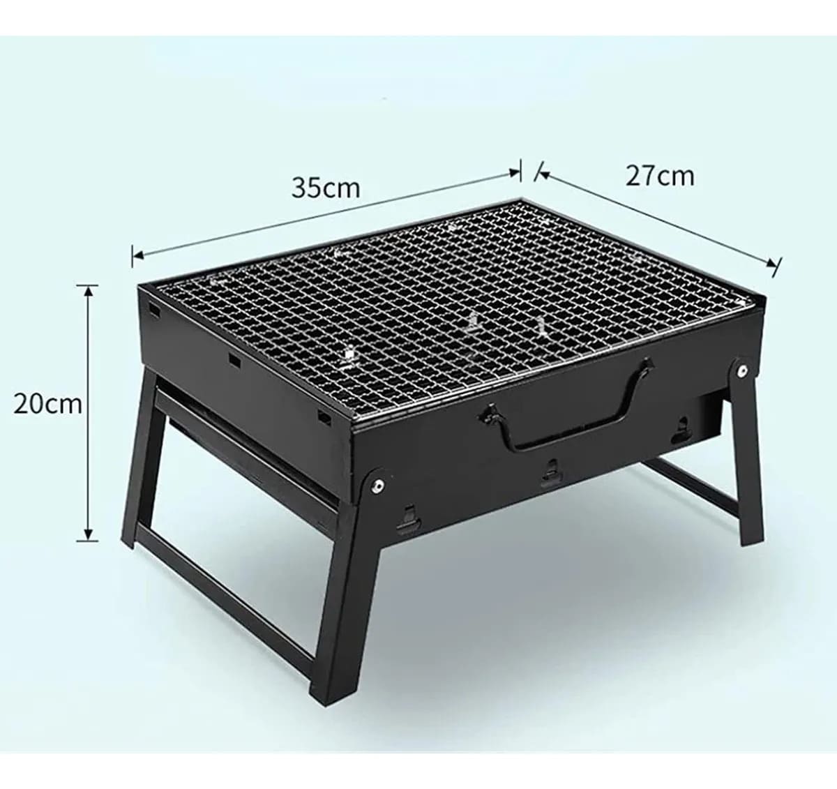 Parrilla de Mesa Para Asados Portatil y Plegable en Acero 35cm x 28cm x 20cm