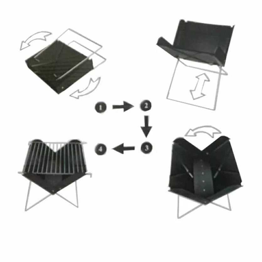 Parrilla de Mesa Para Asados Portatil y Plegable en Acero 29cm x 27cm