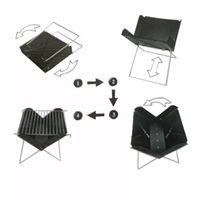 Parrilla de Mesa Para Asados Portatil y Plegable en Acero 29cm x 27cm