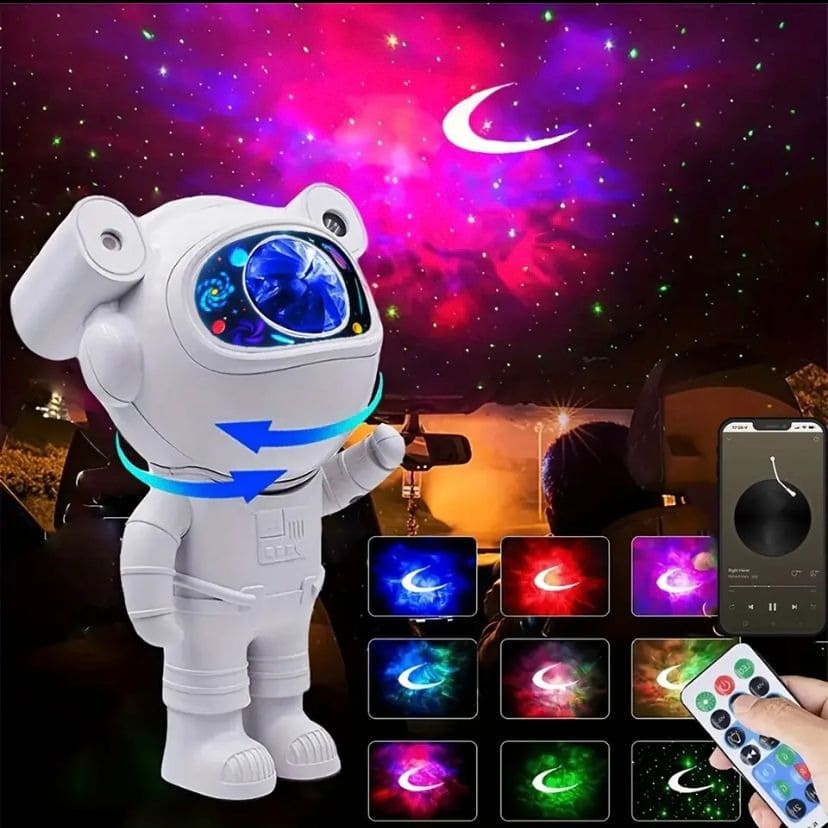 Proyector de Galaxias en Forma de Astronauta Con Altavoz Bluetooth