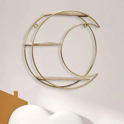 Repisa Decorativa de Pared Luna Dorada