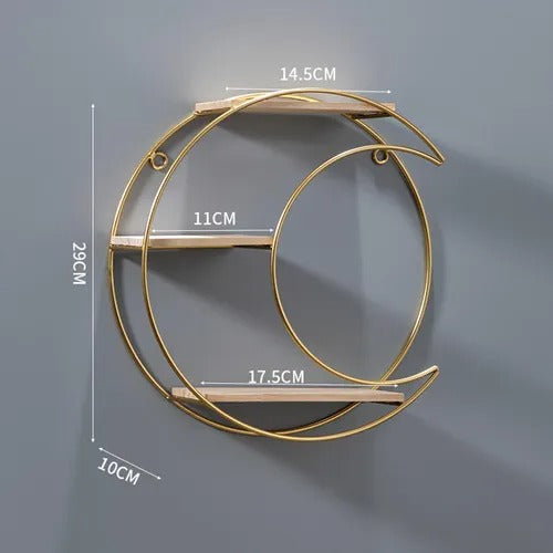 Repisa Decorativa de Pared Luna Dorada