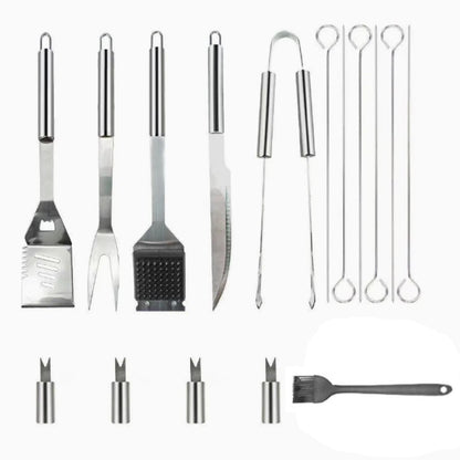 Set de Utensilios Para Asado en Acero Inoxidable 15 Piezas